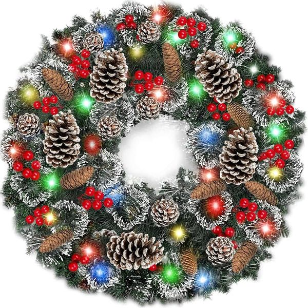 Flexxy Super Large Thick Christmas Wreath for Front Door with Pine Cones