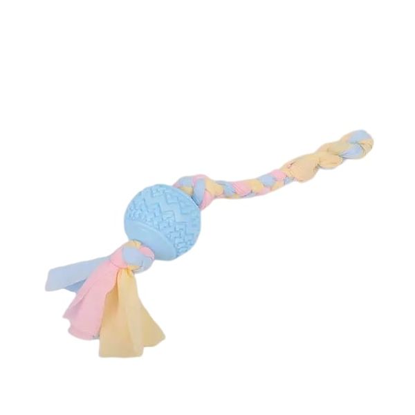 Pets Teeth Chew Cleaning Toy Rubber Ball Toy Dog With Rope