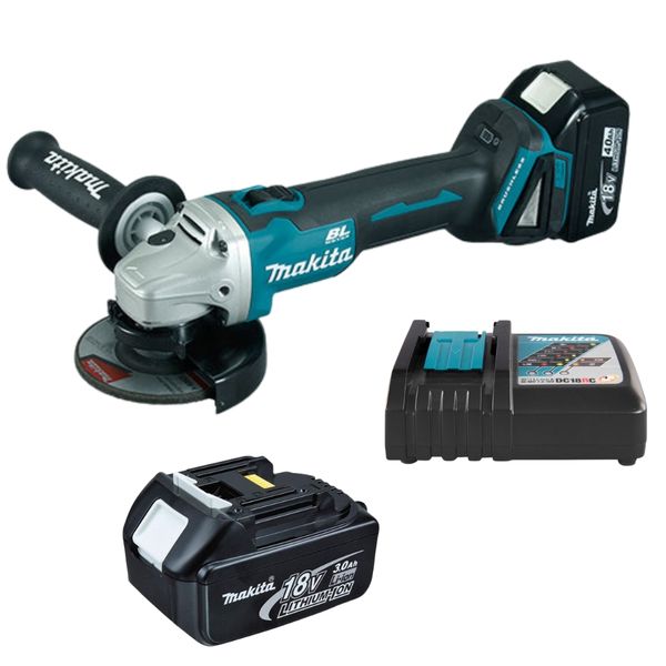 Makita - Brushless Angle Grinder DGA456ZJ with 2x 3.0Ah Batteries &amp; Charger