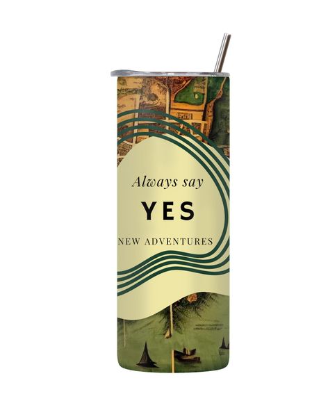 Yes 20 Oz Tumbler with Lid and Straw Trendy Travel Graphic Present 103