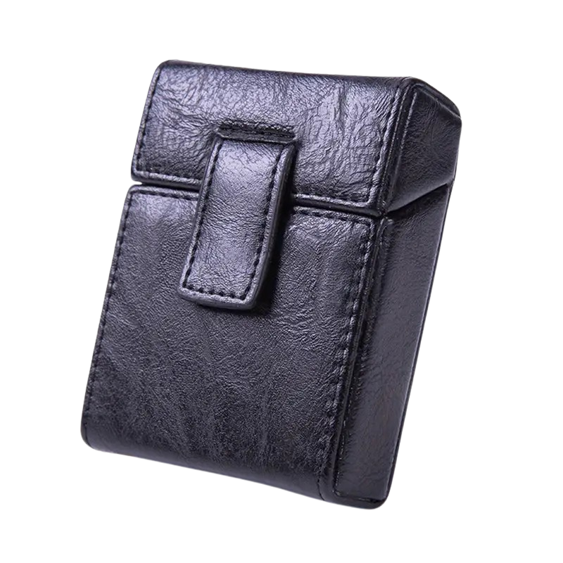Gentlemen's Leather Cigarette Case - Black