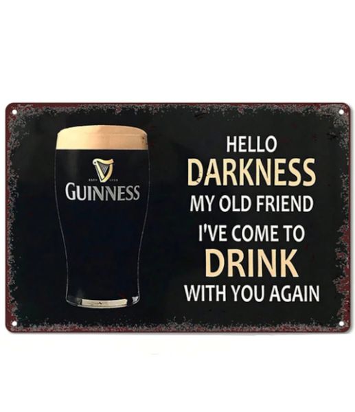 Hello Darkness My Old Friend Vintage Bar Sign (20cm x 30cm)