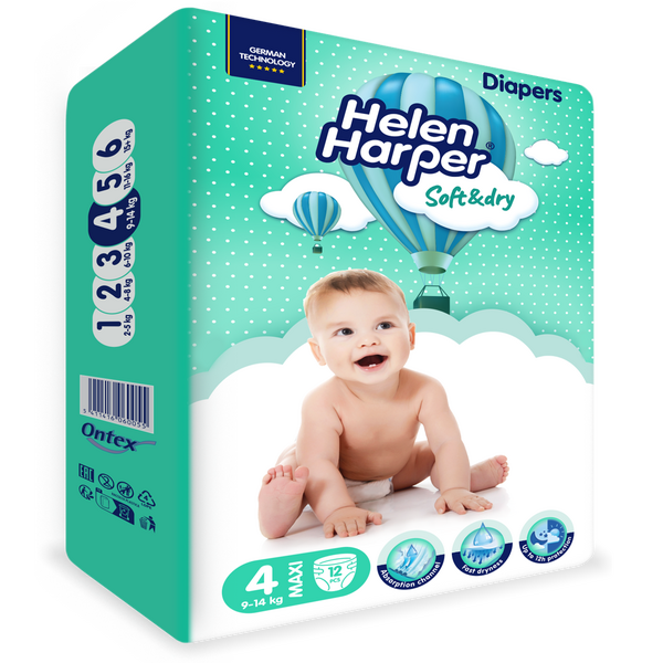 Helen Harper Soft and Dry Baby Nappies Maxi 9-14kg With 46 Pieces