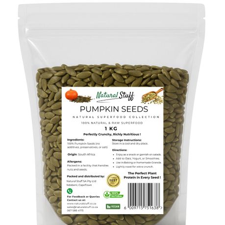 Natural Stuff Pumpkin Seeds 1kg - Raw, Crunchy & Protein-Rich Snack Image