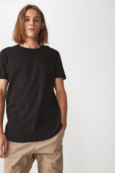 Men's Factorie Curved Hem Short Sleeve Tee - Black