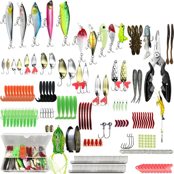 280Pcs Fishing Lures Kit Tackle Box Fishing Bait Lure Gear Kit Gift for Men