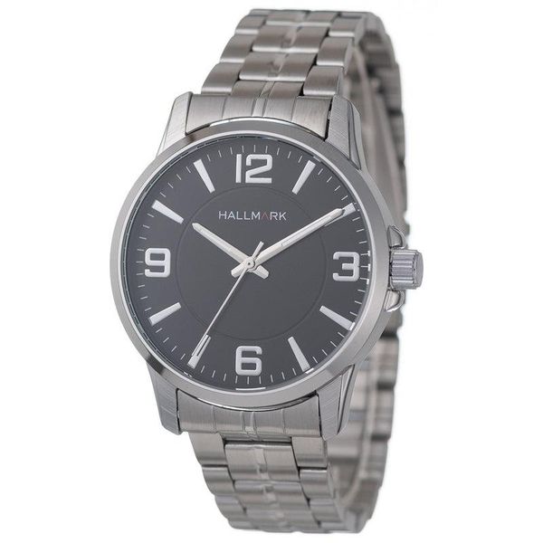 Hallmark Gents Silver Bracelet White Dial Watch - 41.1mm