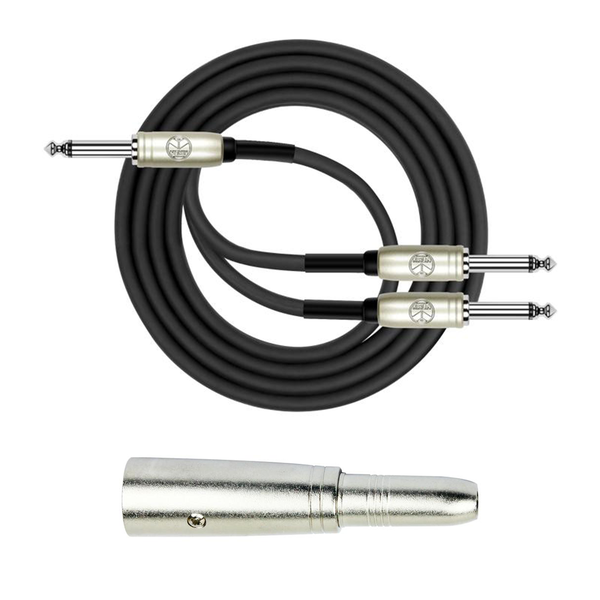 Dual 6.35mm TS to Single 6.35mm TS Cable + XLR M to 6.35mm F Adapter - 2m