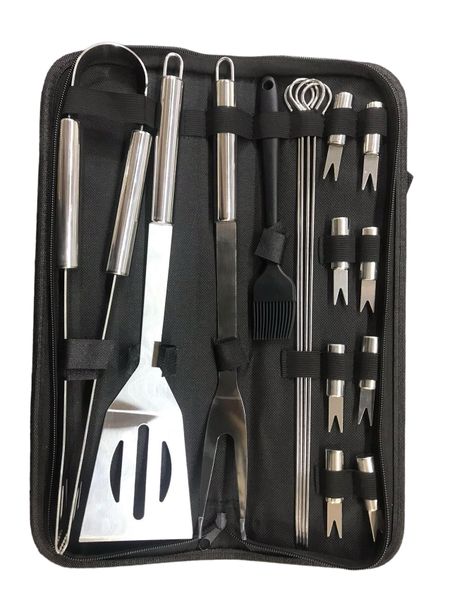 Stainless Steel 16Piece Braai Utensil Set in Carry &amp; Basting Brushes