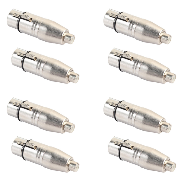 8Pieces XLR to RCA Adapter RCA Female to XLR Female Adapter Jack Plug Adapter