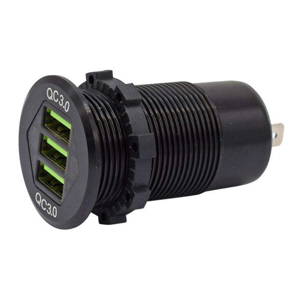 12V/24V Triple 54W QC3 USB Charger Round