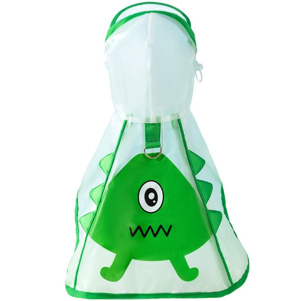 Dinosaur Pet Raincoat Clear Hooded with Traction rope for Small Dog