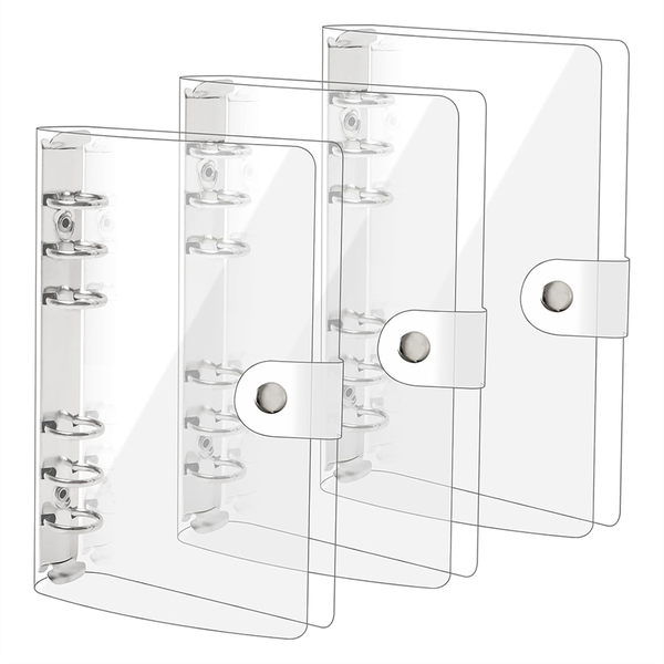 3 Pack A6 Transparent Soft PVC 6 Ring Binder Cover Clear Binder Notebook Co