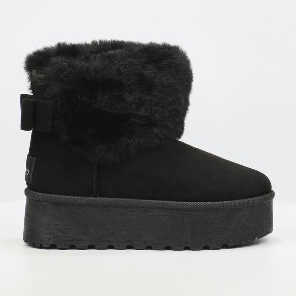 Miss Black Women's Black Round Toe PVC Sole Boots