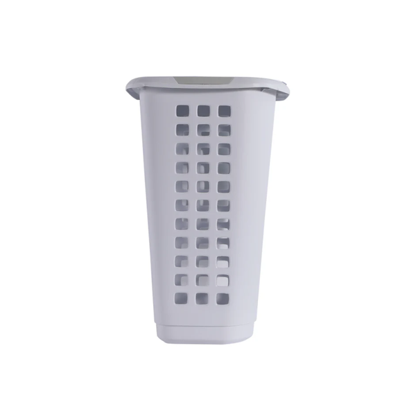 JT Grey Plastic Rectangular Laundry Basket With Lid 63L
