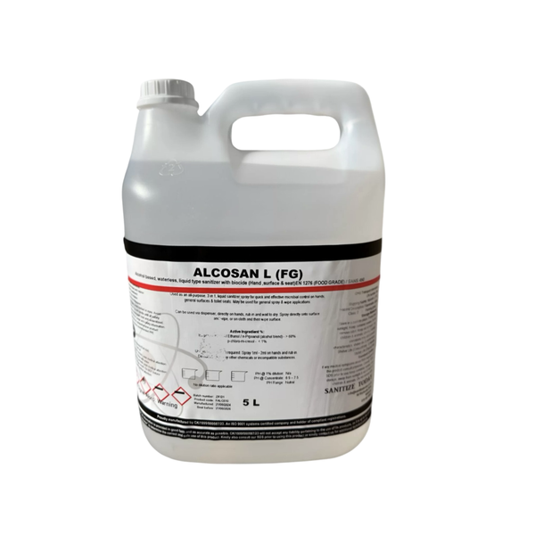 Alcosan L Food Grade Liquid Sanitizer 5L - Safe Surface &amp; Food Prep