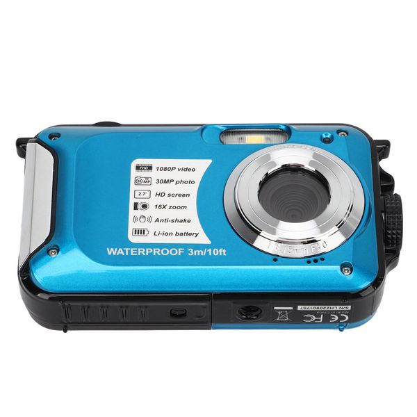 Waterproof Digital Camera 1080P, 30MP, 16x, 10ft for Snorkeling