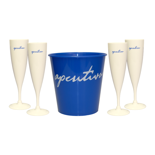 Ice Bucket + 4x 200ml Champagne Glasses Set