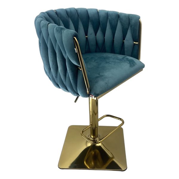 Swivel Adjustable Height Velvet Bar Stool with a Square Base -HZ6022
