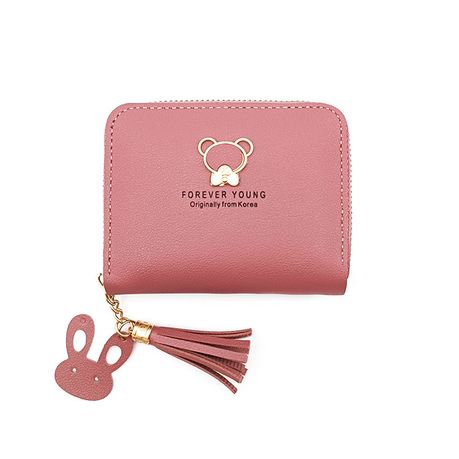 Women's PU Leather Cute Custom Wallet - Dark Pink Image