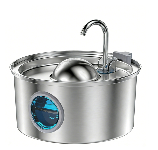 Stainless Steel Cat Water Fountain, 3.2L, Silver