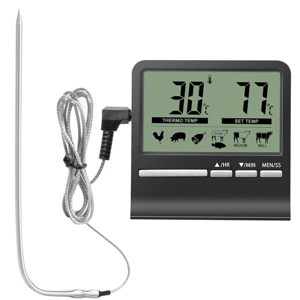 Instant Read Digital LCD Food Thermometer with Timer &amp; Stand Holder