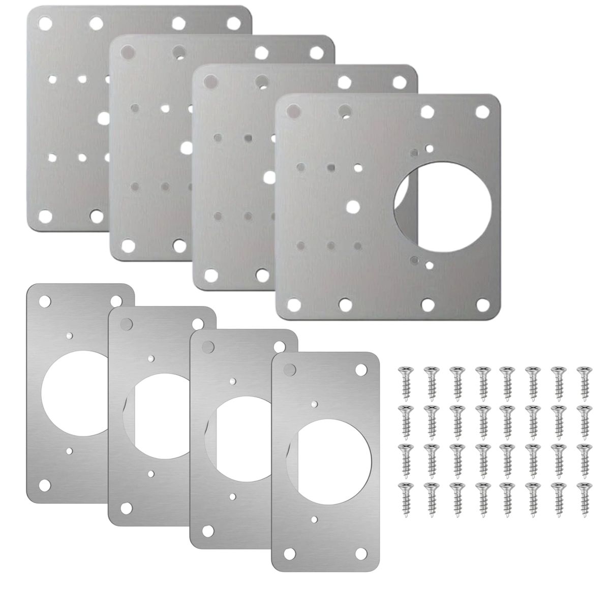 Hidden Hinge Repair Plates 8-Pack - Stainless Steel Slim & Universal Fit