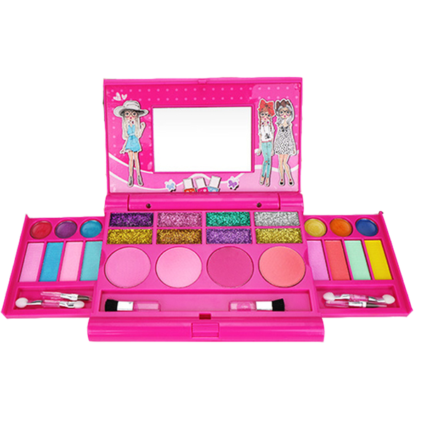 Girl's Pretend Makeup Kit with Brushes
