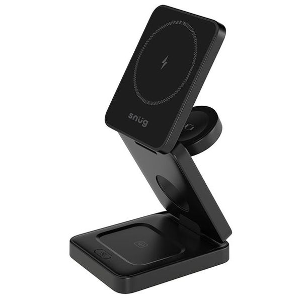 Snug 3-In-1 Magnetic Wireless Travel Charger - Black