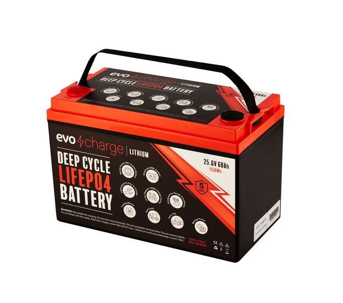 EvoCharge 24V 60Ah LiFePO4 Lithium Battery