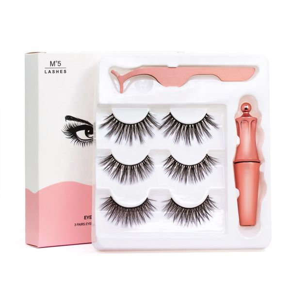 3 Pair 3D Magnetic Eyelashes with Eyeliner &amp; Applicator