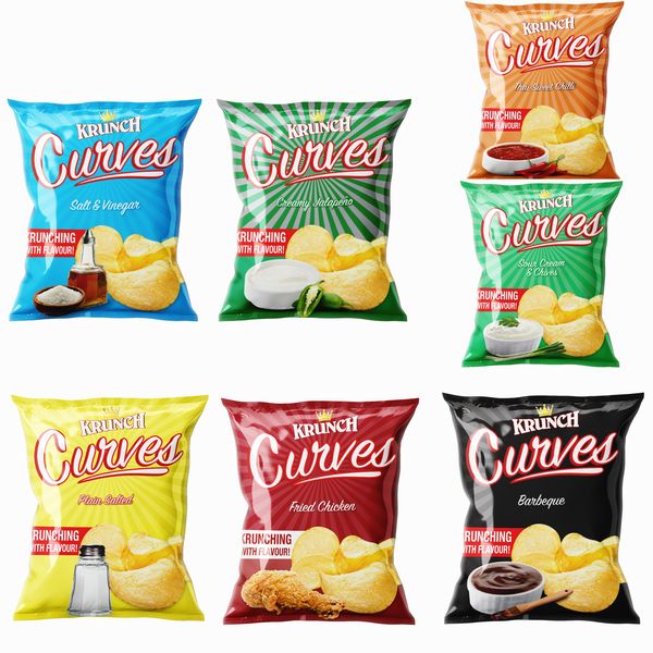 Krunch Curves Potato Chips (Mixed) - 125g x 20