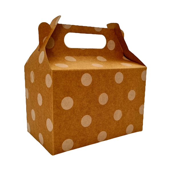 Kraft Party Boxes with White Polka Dots
