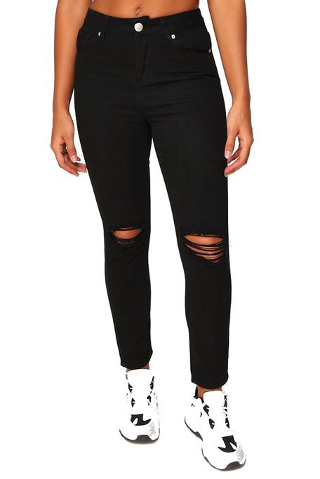 I Saw it First - Ladies Black Mom Jeans With Ripped Knee | Buy Online ...