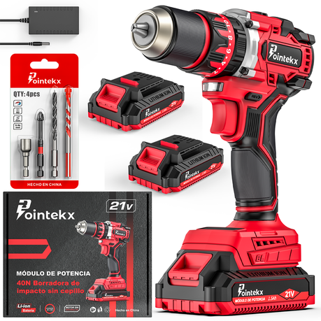 POINTEKX 40NM Cordless Drill Brushless Impact Drill Set