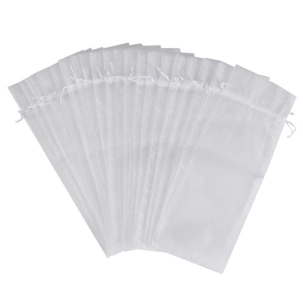 20Pcs Sheer Organza Wine Bags 14X37cm Reusable Simple Bottle Wrap Dresses F