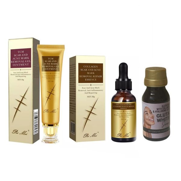 Collagen Scar And Acne Mark Repair Essence + Ointment + Gluta Serum