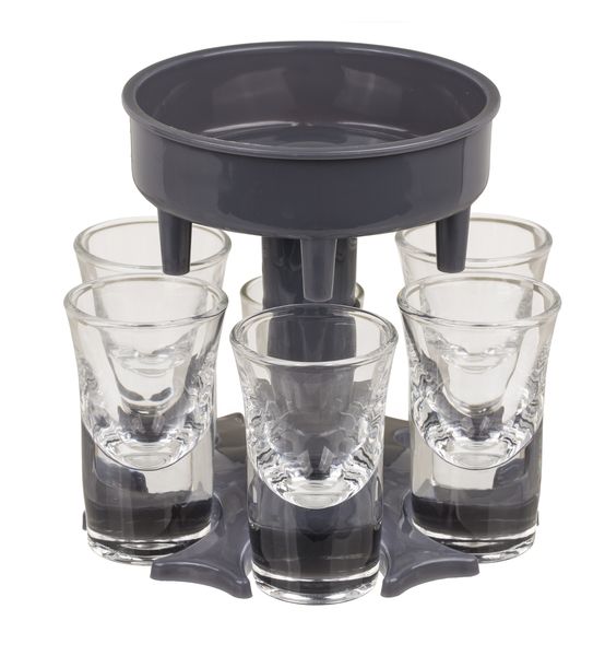 Shot Glass Liquor Dispenser - 6 Shot Glasses &amp; Dispenser