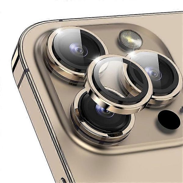 Compatible With iPhone 15 Pro Max Camera Lens Protector - Gold Titanium Edition