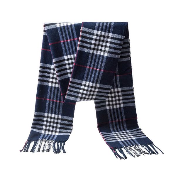 Men's Autumn and Winter Classic Blue Striped Scarf