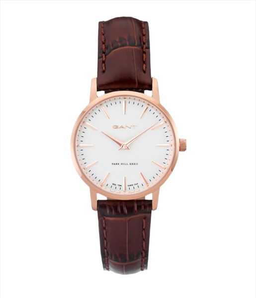 Gant Women Rose Gold Brown Leather