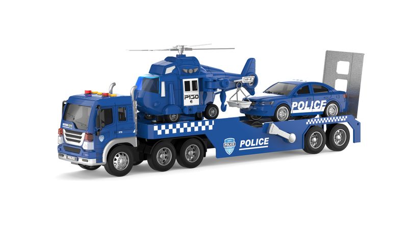 Toys of BOLDCUBE - Police Trailer with Helicopter &amp; Freewheel Police Car