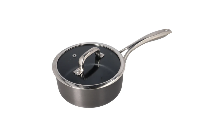 Aluminum Sauce Pan With Looped Handle &amp; Glass Lid 18cm