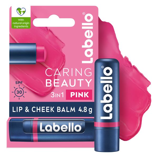 Labello Caring Beauty Lip &amp; Cheek Balm Pink, 4.8g, 24h Moisture &amp; SPF30