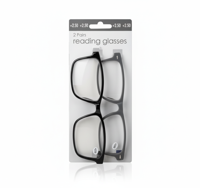 Reading Glasses +2.5 Diopters Twin Pack - Lightweight Durable Frames