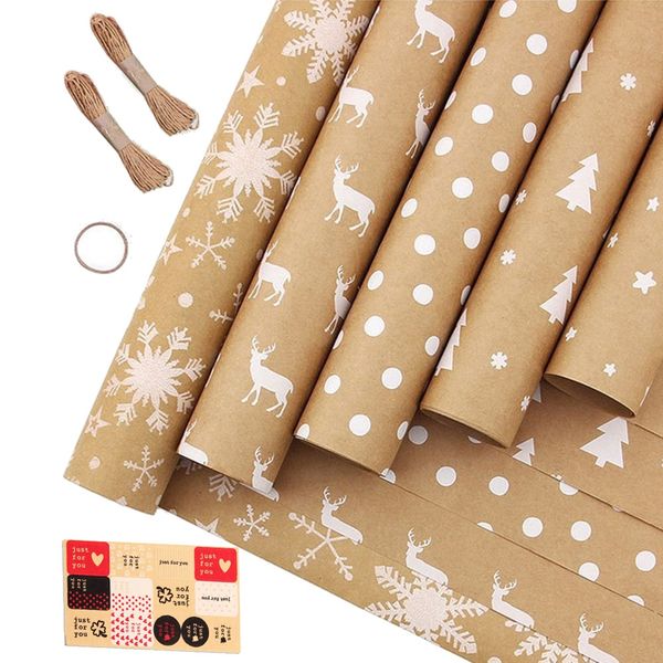Wrapping Paper Sheets,for Christmas Birthday Party Wrapping Paper Set of 5