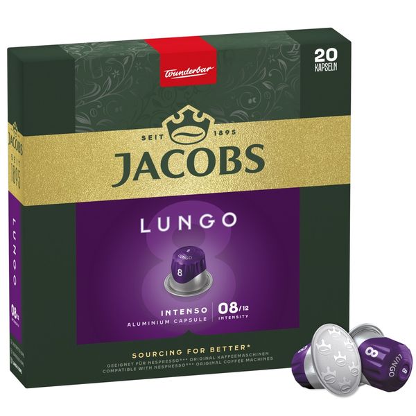 JACOBS Lungo Intenso 8 - Pack of 20 Aluminium Coffee Capsules
