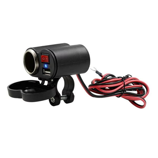Motorcycle USB Phone Charging Adapter with Cigarette Lighter &amp; Switch