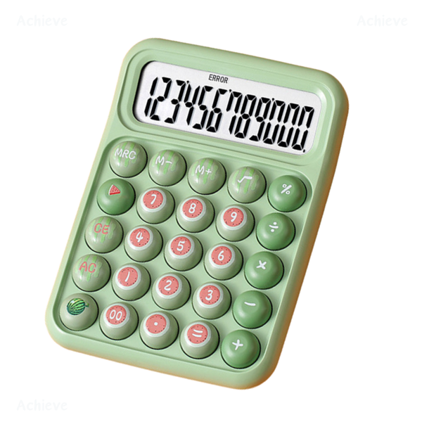 Cute Mario-Inspired Desk Calculator -12-Digit, Colorful Silent Button/White