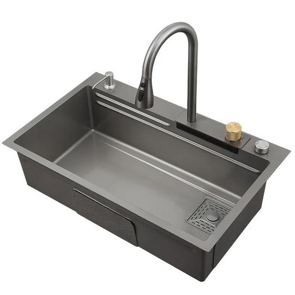 New Modern All in One Complete Black Kitchen Sink